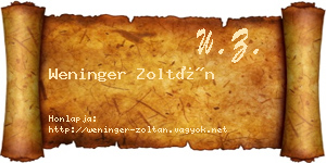 Weninger Zoltán névjegykártya
